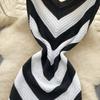 Summer Women Casual V-neck Sleeveless Knitted Tassel Striped Sweater Slim Bodycon Mini Short Sheath Dresses