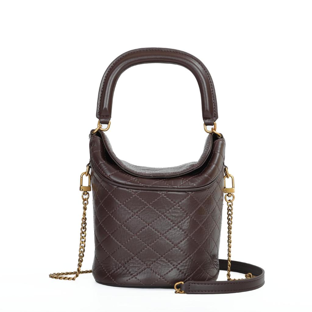Damen Echtleder Pommes Frites Rauten-Ketten-Beutel - Große Kapazität, High-End Diagonal oder Handtasche zum Tragen in der Hand