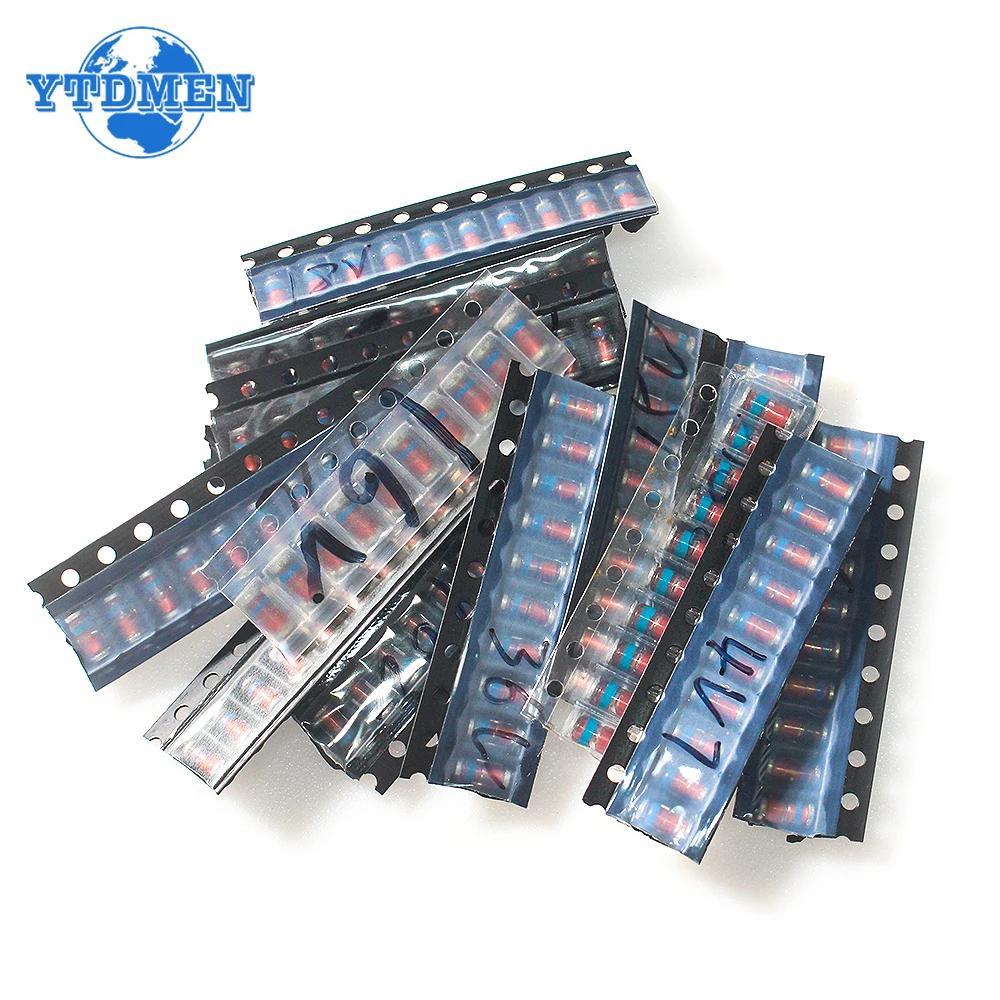 130PCS LL41 SMD Diode 1W 3.3V 4.7V 5.1V 6.8V 7.5V 10V 12V 15V 16V 18V 20V 24V 36V Zener Diodes Kit 13 Types X10pcs