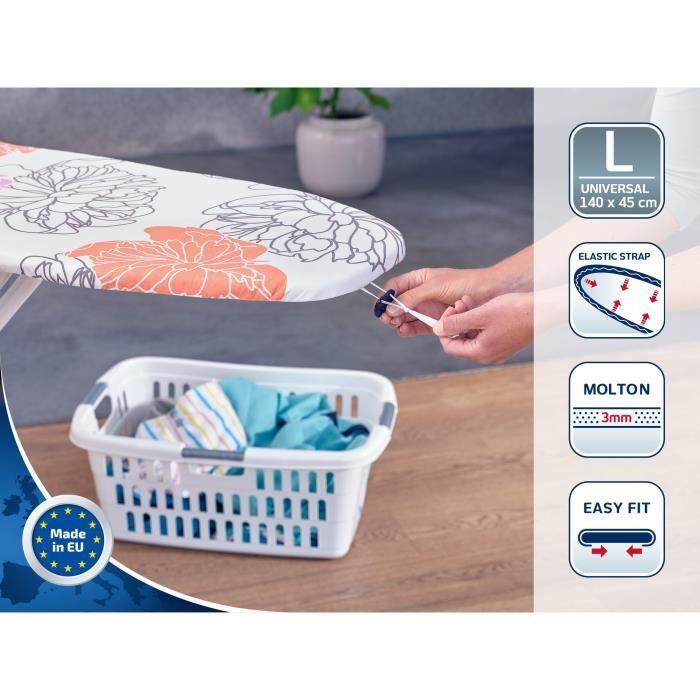 Leifheit Cotton Comfort L 71602 Ironing Board Cover, 3 Mm Fleece Padding, for Max Ironing Board. 140 X 45 Cm