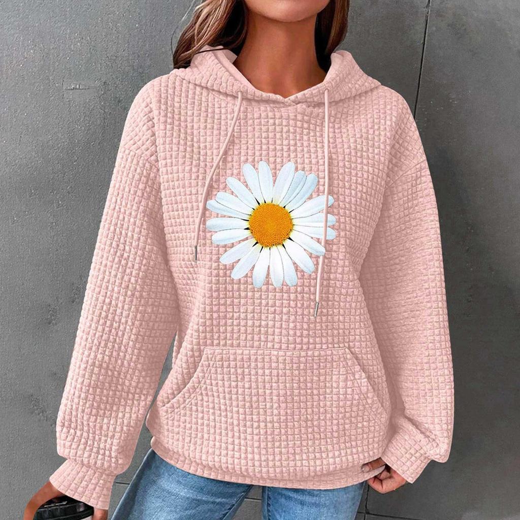 Damen-Kapuzenpullover, langärmelig, lässig, bedruckt, Kordelzug, Kapuzenpullover, Sweatshirts für Damen, Pullover mit Taschen