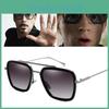 Uv400 Protection Tony Stark Sunglasses Men Square Metal Frame For Eye Safety