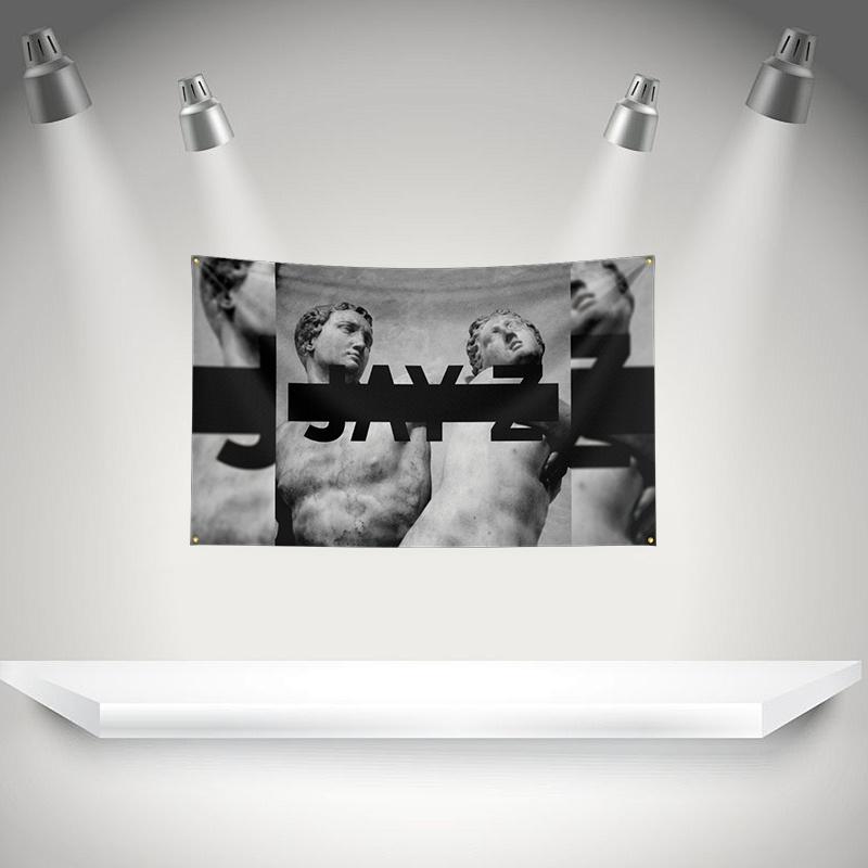 THE J-jay-z Flag Rock Music Band Banner HD Printing Tapestry Exhibition, Music Band Fans, Garage Decor