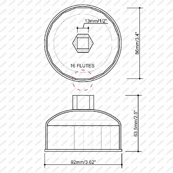 86.4Mm 16Flutes Oil Filter Cap Wrench Removal Tool Socket For BMW Engines/For Volvo With 86Mm Filter Housing Caps, Silver Heavy-Duty Alloy Steel