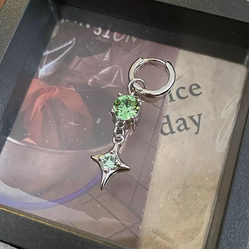 Stainless Steel Rivet Drop Earrings for Women Exquisite Retro Zircon Starburst Hoop Earrings Hip Hop Punk Versatile Jewelry Gift