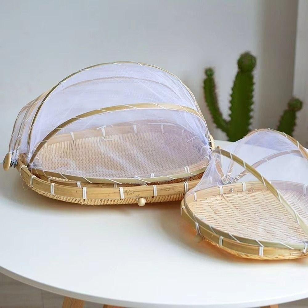 Bamboo Anti-insect Dustproof Basket Reusable Fruit Vegetable Tray Food Storage Basket  Kitchen Tool
