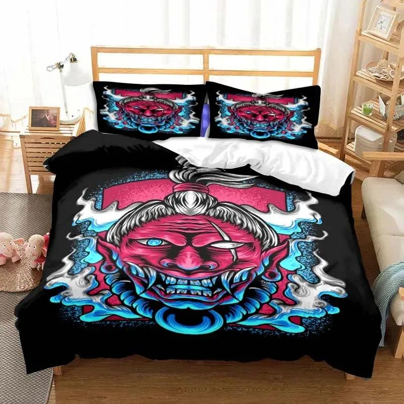 Satan Katt Skelett Påslakan Set Mysterium Häxkonst Sängkläder Set Gotisk Skalle Täcke Överdrag Påslakan Enkel Dubbel King