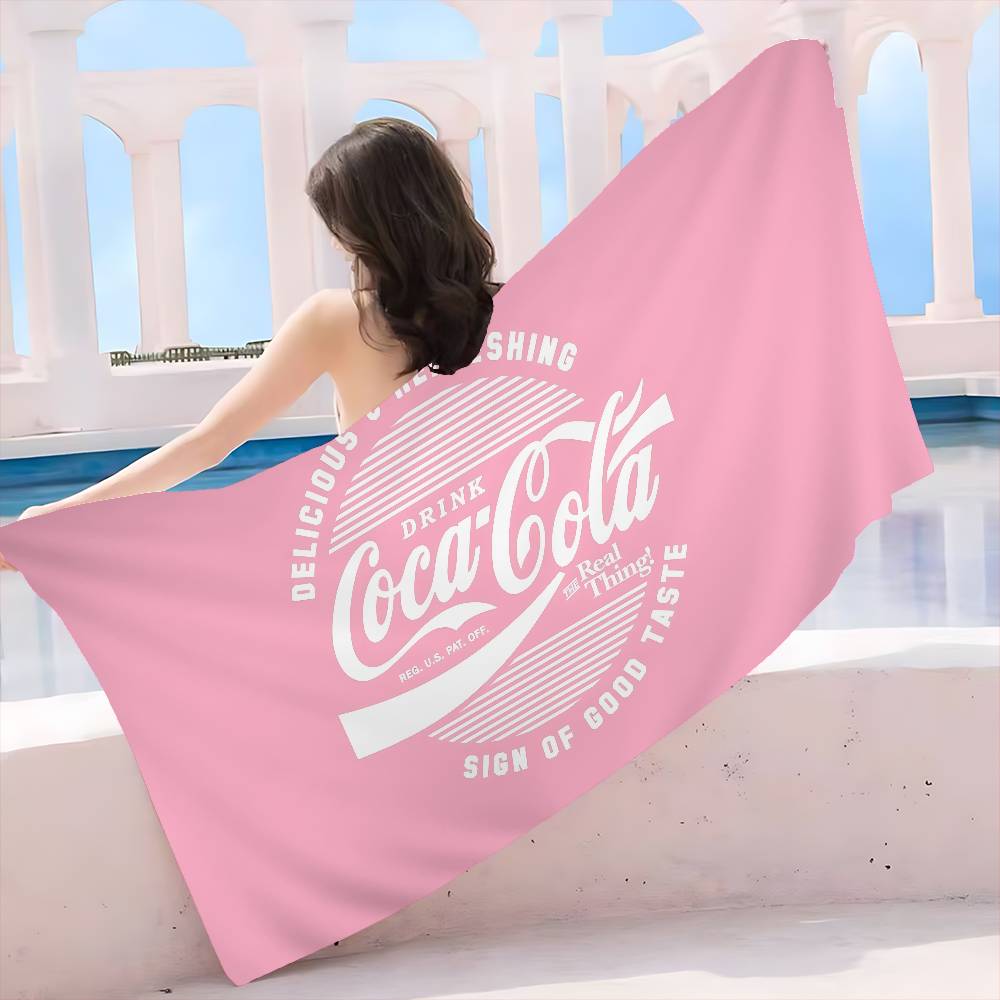 C-Coca C-cola Vintage Logo Mikrofaser Bedrucktes Strandtuch Bergsteigen Yoga Strand Schwimmen Laufen Saugfähiges Weiches Handtuch