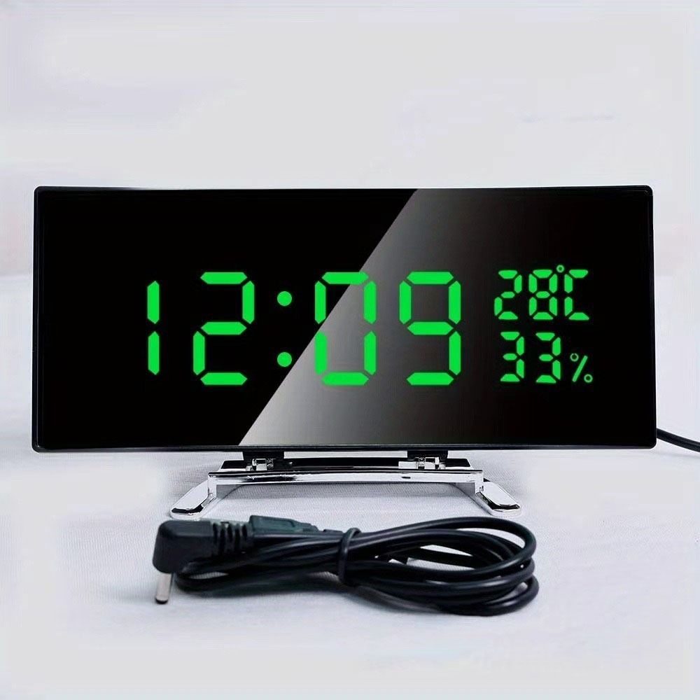 Curved Screen Digital Alarm Clock Large Table Clock Multi-function Desk Clock Table Use