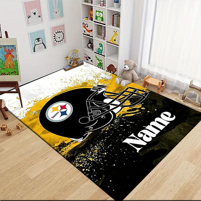 Custom Name Rams Helmet Print Carpet Rug Customizable Soft Washable Anti-Slip Home Living Room Sofa Mats Personalized Rug. 0909421