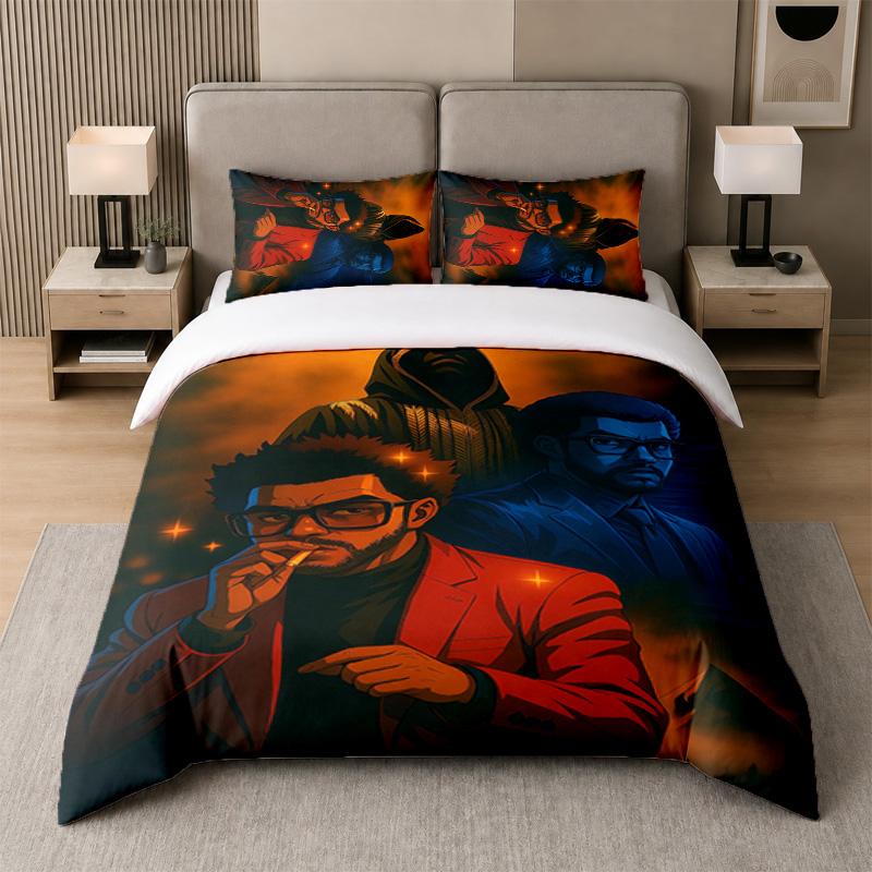 3-teiliges Bettwäsche-Set, The Weeknd 1 Bettbezug und 2 Kissenbezüge, Bedruckte Bettwäsche-Dekoration für Gästezimmer