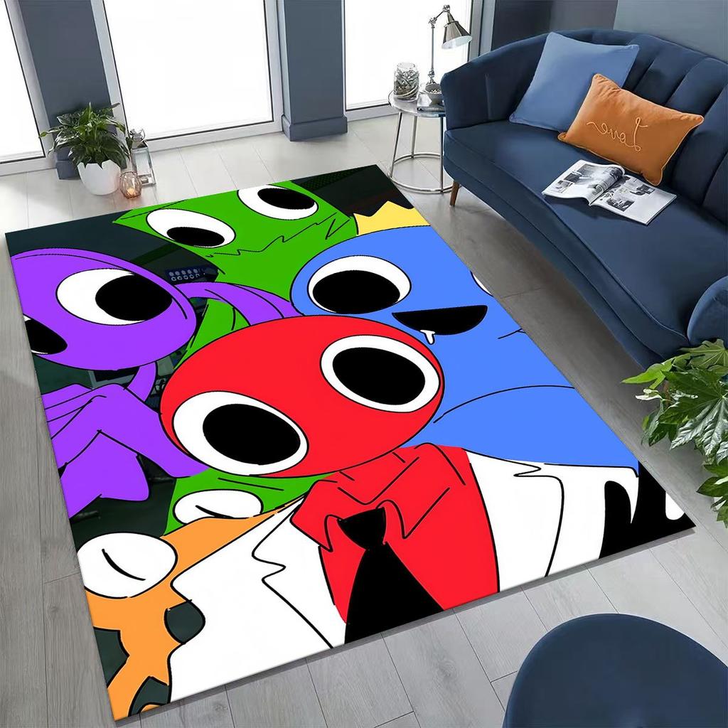 Game 3D R-Rainbow F-Friends Cartoon Art Rug for Bedroom Living Room Sofa Home Doormat Decor,Large Kid Play Non-slip Floor Mat