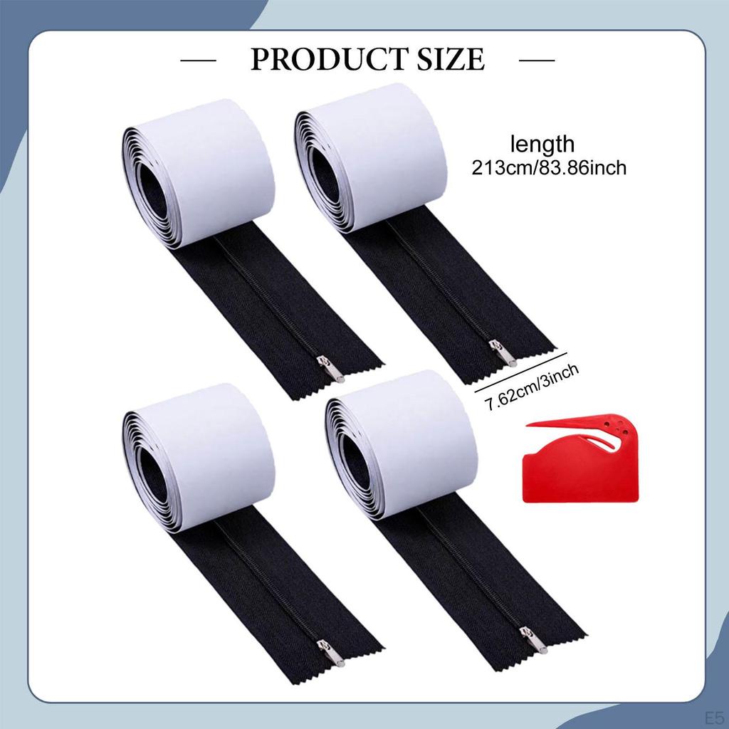 4 rolovací dveře zipová sada samolepicí 7 stop dlouhá s PP fólií řezný nástroj ochrana proti prachu bariéra