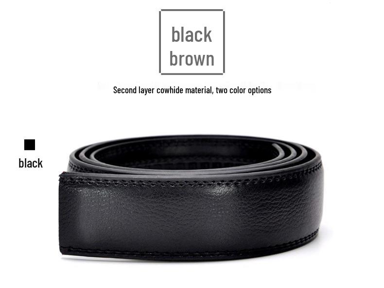 Lychee Pattern Men's Cowhide Belt Body - Automatic Buckle, Headless Design