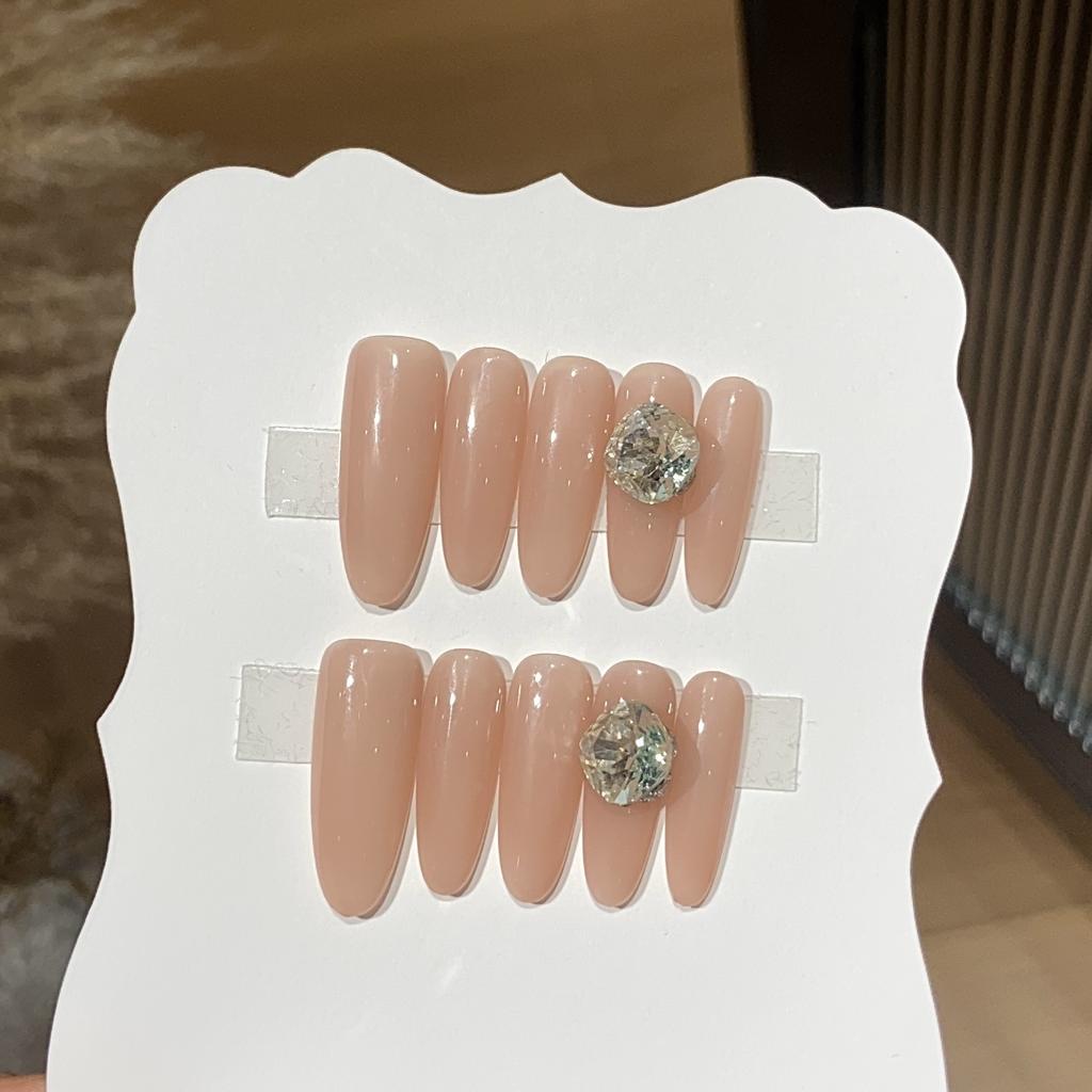 Manichiură Versatilă Diamant Pătrat Ceai cu Lapte și Scorțișoară pentru Albire Simplă Zilnică Nud Pur Amovibilă Armură Purtabilă