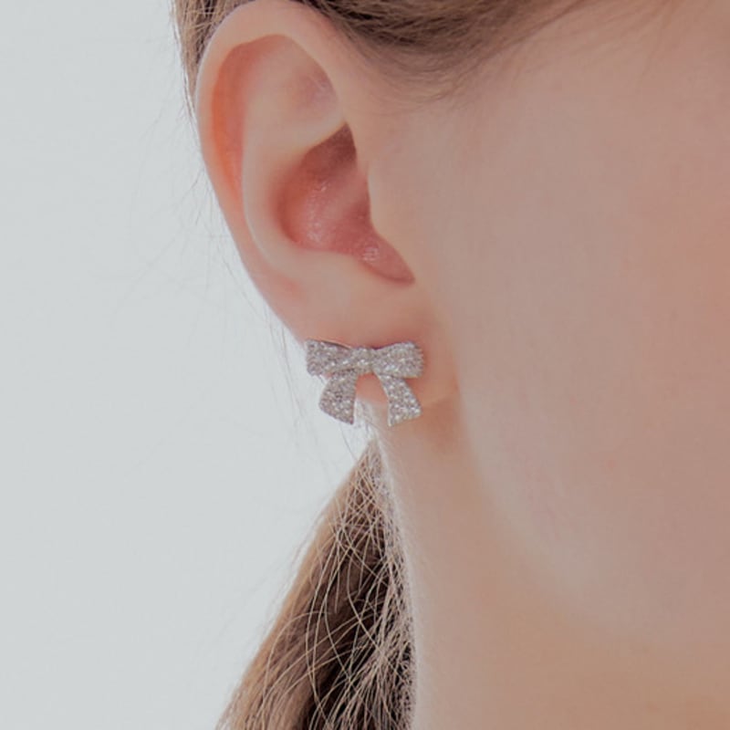 JYDDM 925 Signature Crystal Ribbon Earrings (L)