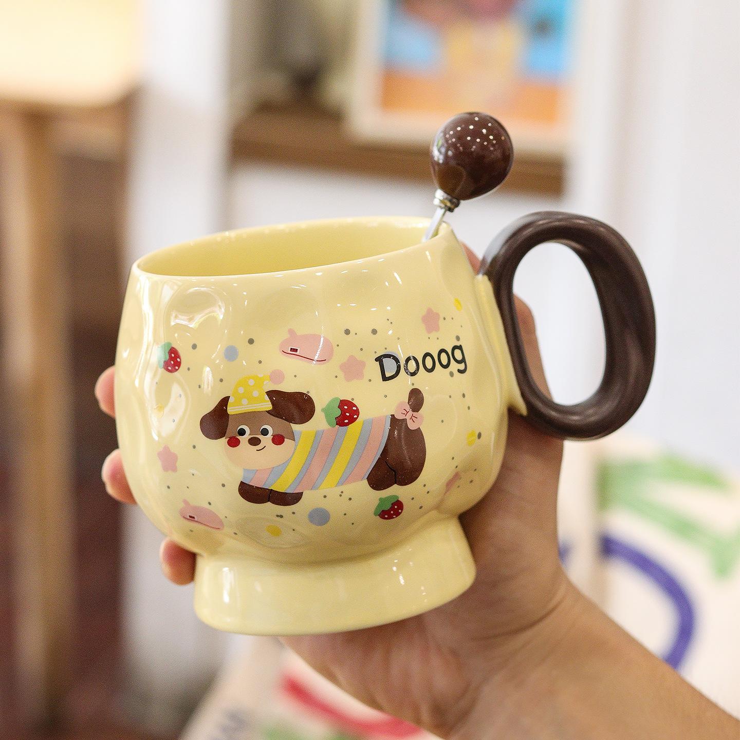 

Cute Dachshund Water Cup with Gift Box Coffee Cup Ceramic Cup Practical Small Gift Cup Mug Souvenir 450ML