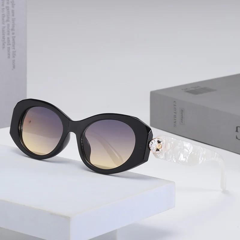 New Oval Shape Fashionable Sunglasses Women'S Snake Head Metal Frame Versatile High-End Feeling Stylish Accessory For Ladies