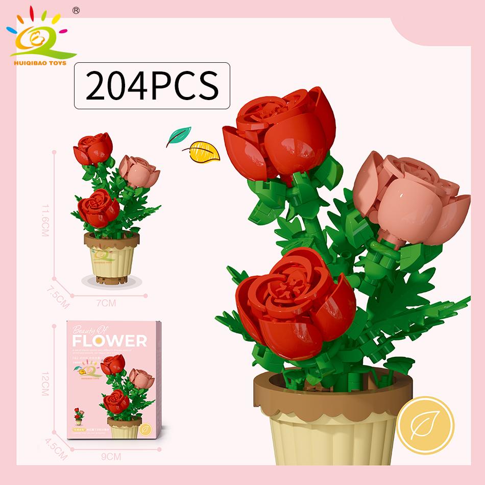 MOC Eternal Bouquet Micro Construction Blocks Flower Model DIY Home Desk Plant Decoration Assemble Block Toy Designed For Children