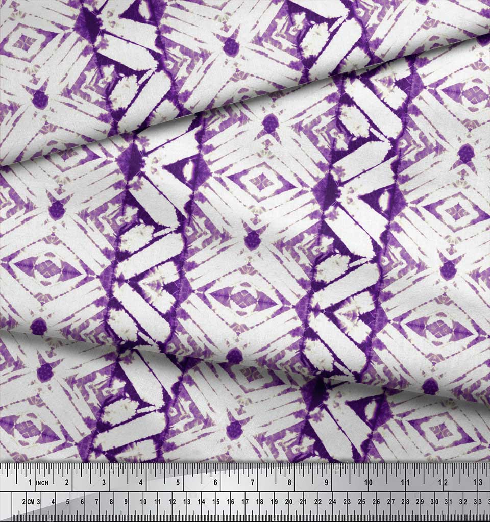 Soimoi Brauner Poly Kreppstoff Geometrischer Batikdruck Stoff pro Yard 42 Zoll