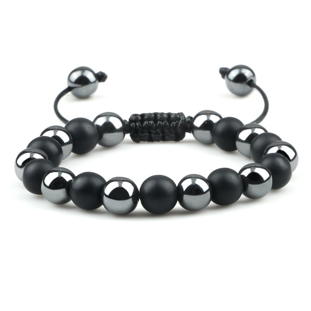 Adjustable Tiger Eye  Obsidian 8mm Beaded Bracelet with Woven Rope