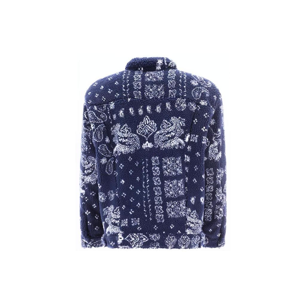 Levis New Relaxed Fit Sherpa Trucker Jacket Full Print Long Sleeve Zip Jacket Men Jacket Blue A5785-0001