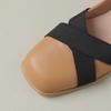 Fashion Women's New Spring and Autumn Square Head Cross Elastic Strap Comfortable Mid Heel Large Casual Single Shoe