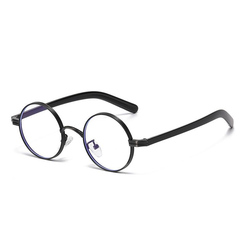 Luxury Metal Round Frame Anti Blue Light Glasses Men Vintage Blue Light Protection Eyeglasses HighQuality Computer Plain Glasses