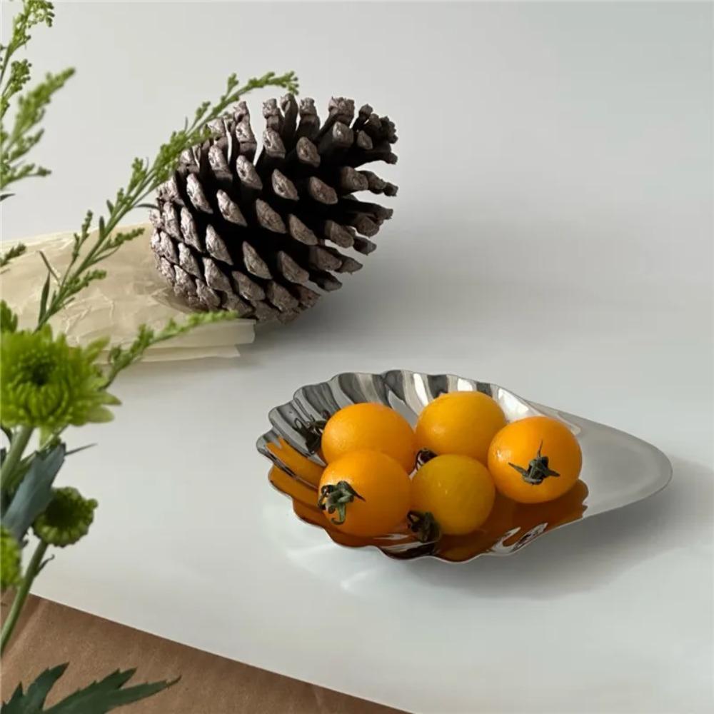 304 Stainless Steel Shell Shaped  Dessert Dish Retro Cheese Dish  Table Decoration
