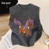 Women's Sequin Wool Blend Round Neck Knit Vest