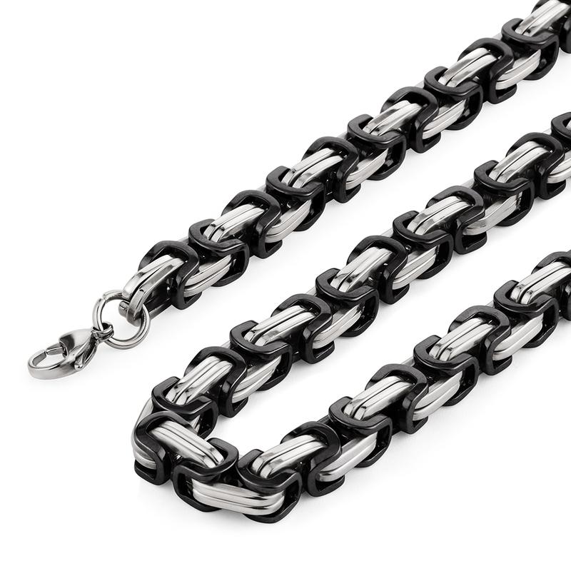HipHop Chain Box Byzantine Stainless Steel Chain Necklace Men Jewelry Erkek Kolye Strong Heavy Long 55-90cm Chains NZ022
