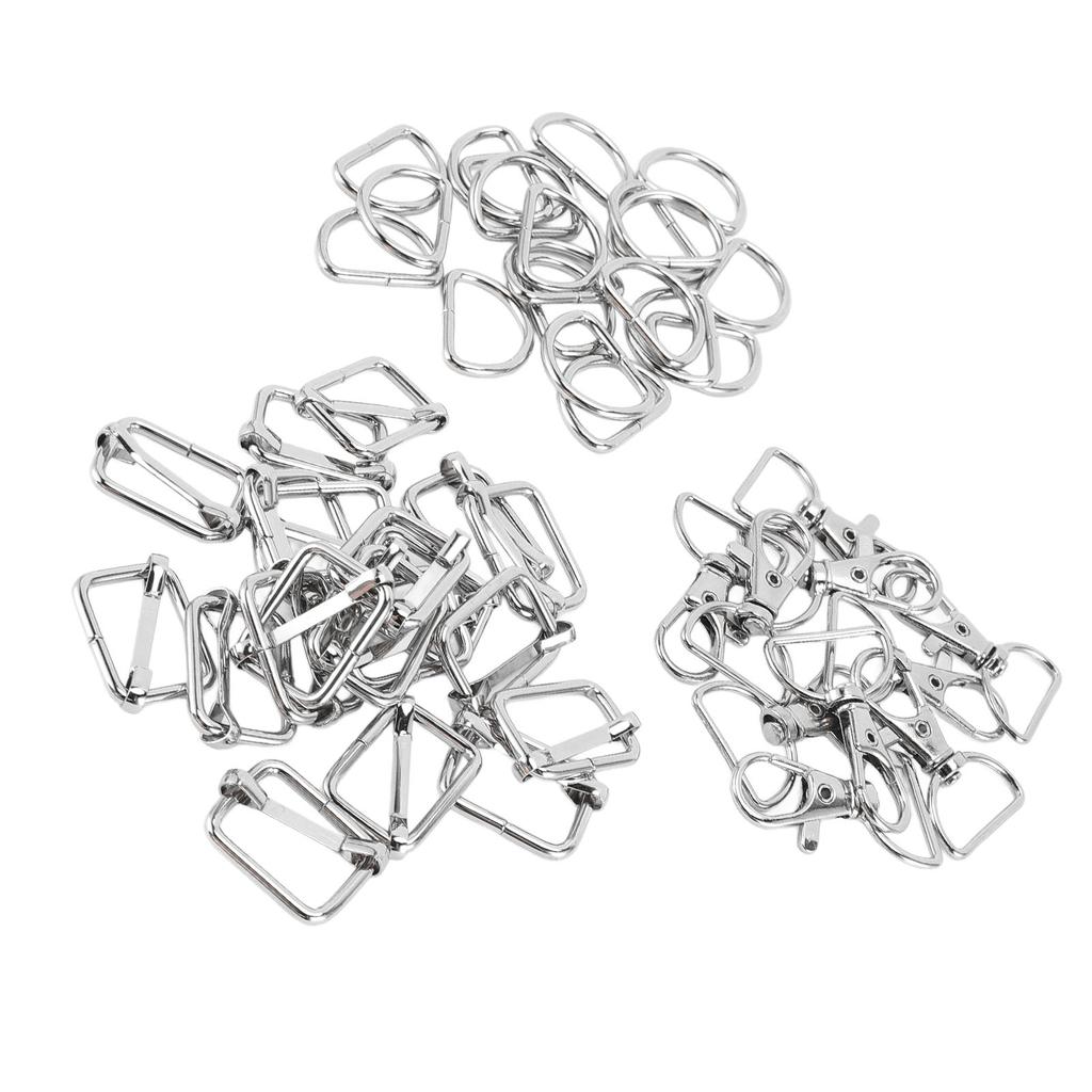 50 Buc Kit Breloc cu Inel de Chei din Aliaj de Zinc, Set Inel de Chei, Cârlig Pivotant Tip Homar cu Inel D, Cataramă Glisantă