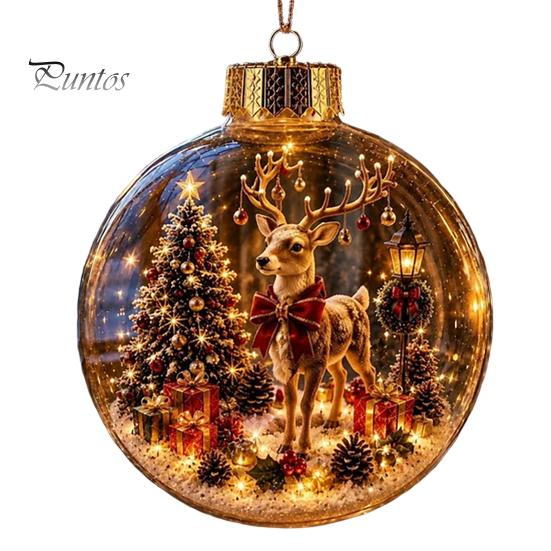 Sfere di Plastica Antirottura Ornamento Storia di Natale Luminoso, Mini Scena Festiva nella Sfera, Decorazioni Luminose Regalo Sfera Trasparente da Appendere all'Albero di Natale
