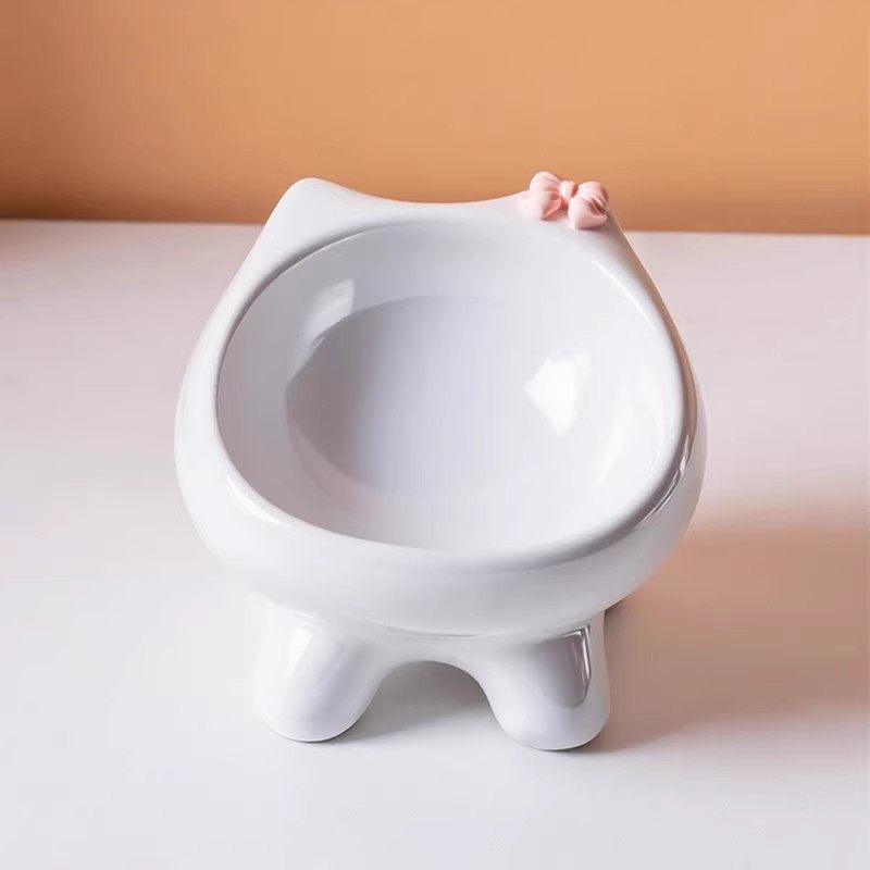 Large Capacity High-Legged Ceramic Pet Bowl for Cats and Dogs