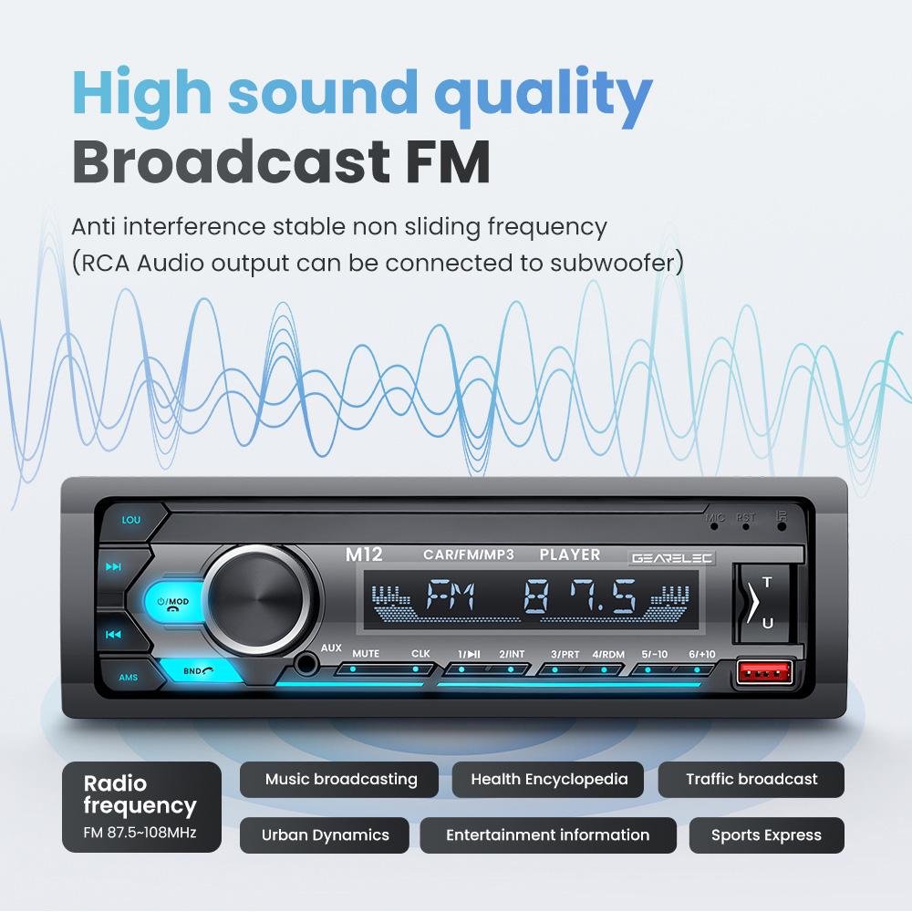 Autoradio Stereo 1DIN Lettore MP3 Bluetooth 60Wx4 Ingresso AUX TF USB Unità Principale Ricevitore