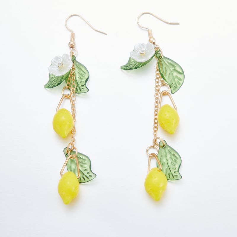 Glass Lemon Earrings Light Weight Fruit Food Earrings Can Love Kawaii Earrings Pastoral Earrings For Women Her Birthday Present