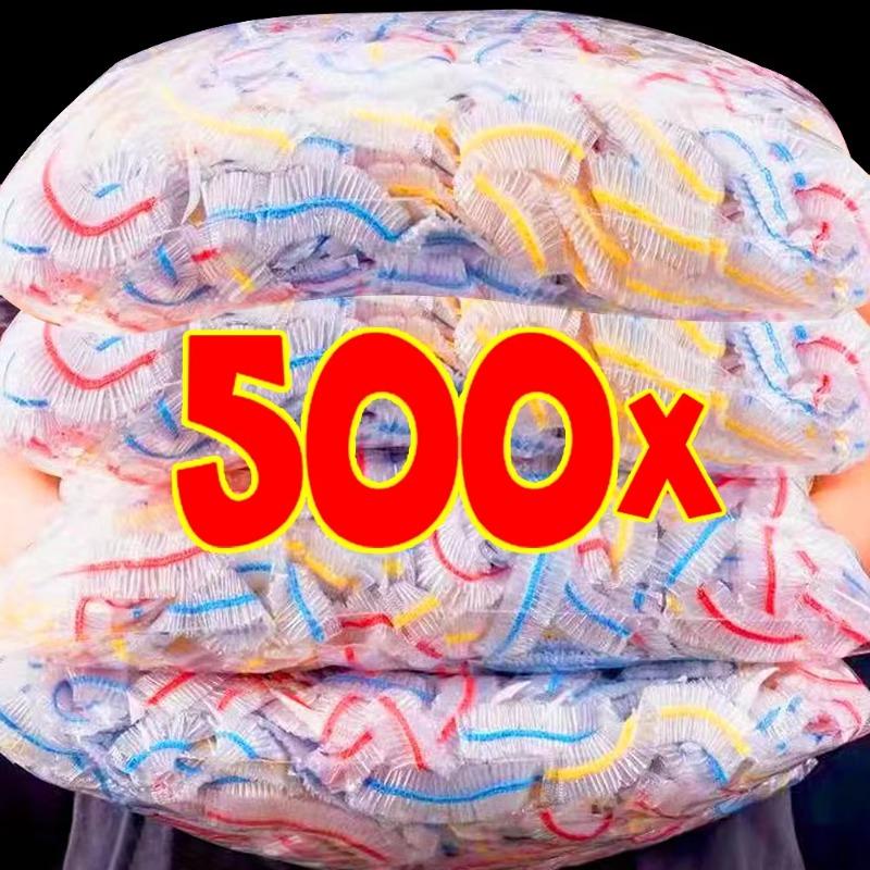 500/50 Piezas Cubierta Desechable para Alimentos Elástica de Plástico Cubiertas para Frutas y Alimentos Gorro de Ducha Bolsa de Almacenamiento de Grado Alimenticio Organizador de Cocina Film Transparente