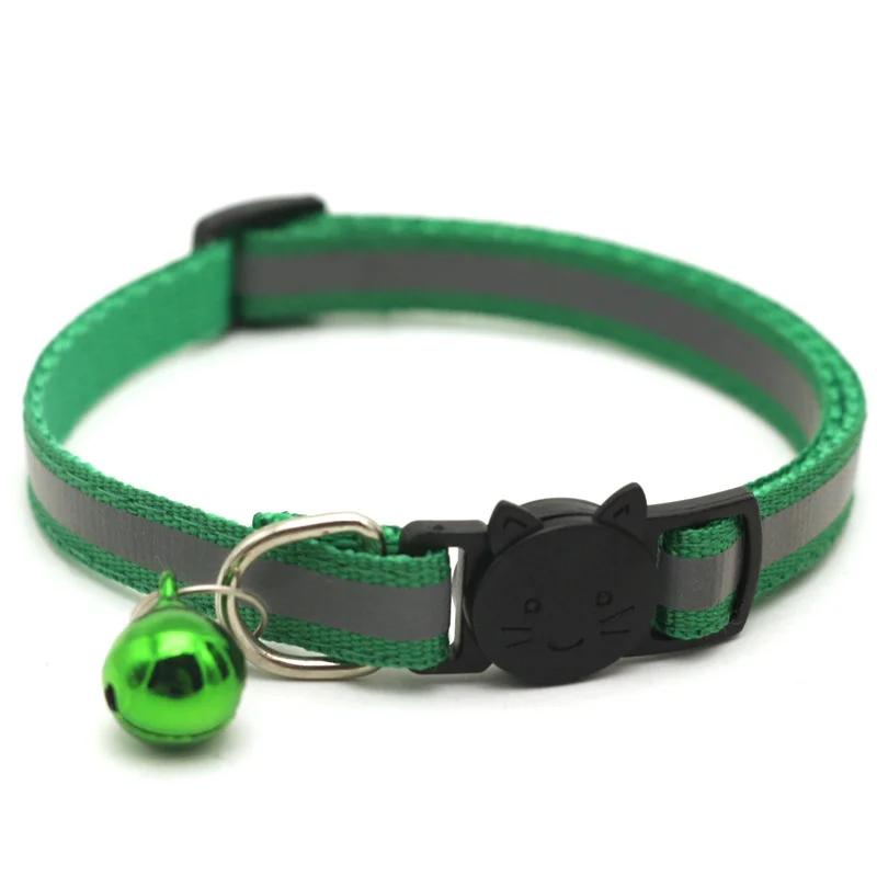 Safety Breakaway Cat Dog Collar Neck Strap Reflective Nylon Kitten Puppy Pet with Colorful Bell Puppy Pet Leash Accessories