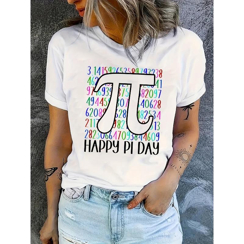 Women's Oversized Cotton Blend Letter Print Short Sleeve Round Neck Casual Summer Tee