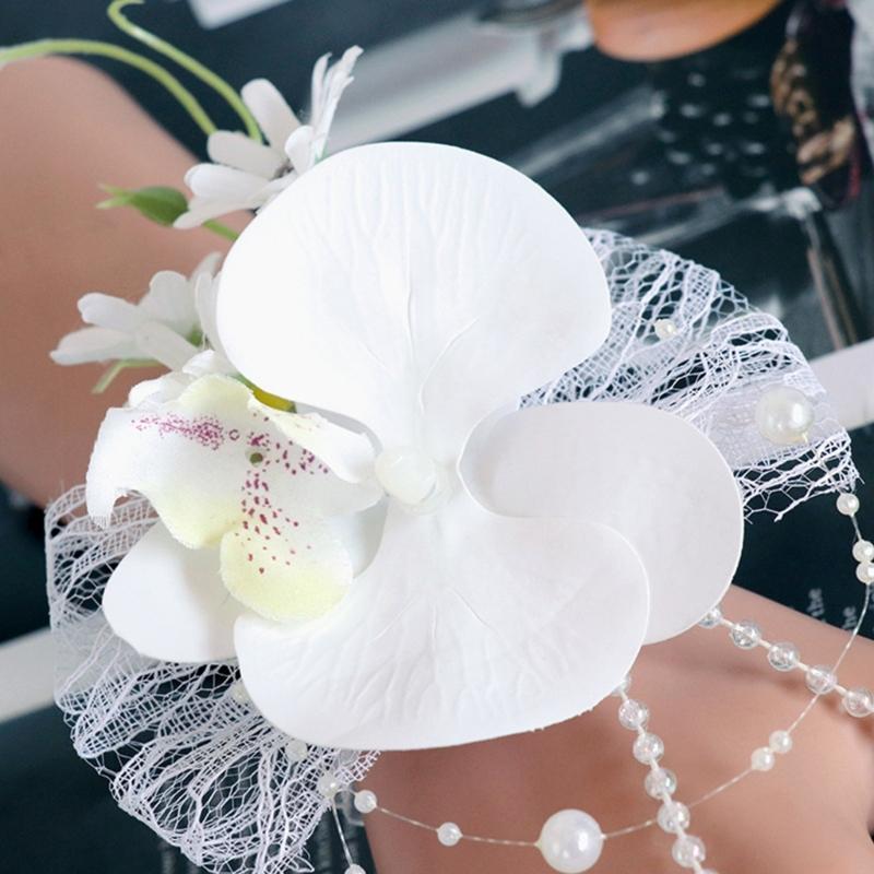 Wedding Wreath Wedding Corsages Wrist Corsages Flower Bracelets Wristband for Bridal Shower, Wedding Party