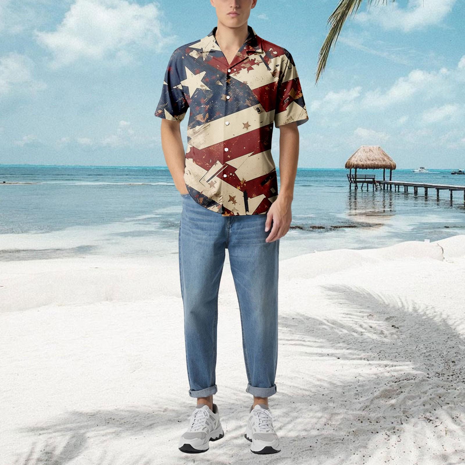 

Мужская повседневная свободная рубашка с короткими рукавами, модная рубашка с принтом, топ M винный