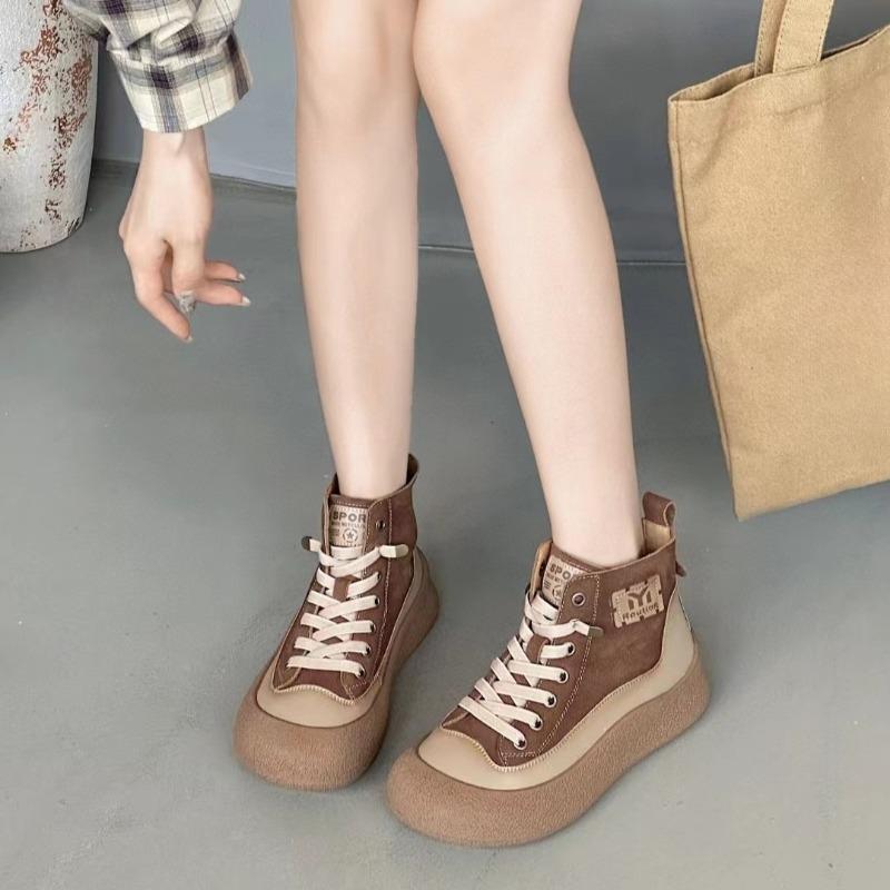 Fleece Thick-soled Retro One-foot High-top Shoes Versatile Casual Ankle Boots