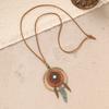 Bohemian style long necklace, vintage ethnic style knitted sweater chain accessory