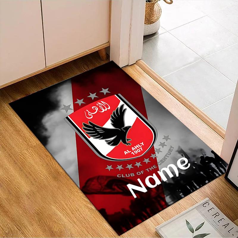 Custom Name Al-Ahly Club Crest Rug Game Carpet, Floor Mat for Bedroom Living Room Entryway Rug, Home Decor Idea Gift for Christmas birthday