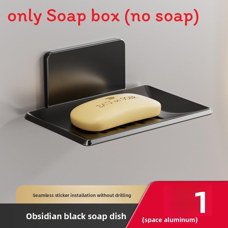 Space Aluminum Soap Dish Wall Mount With Drainage For Bathroom Storage