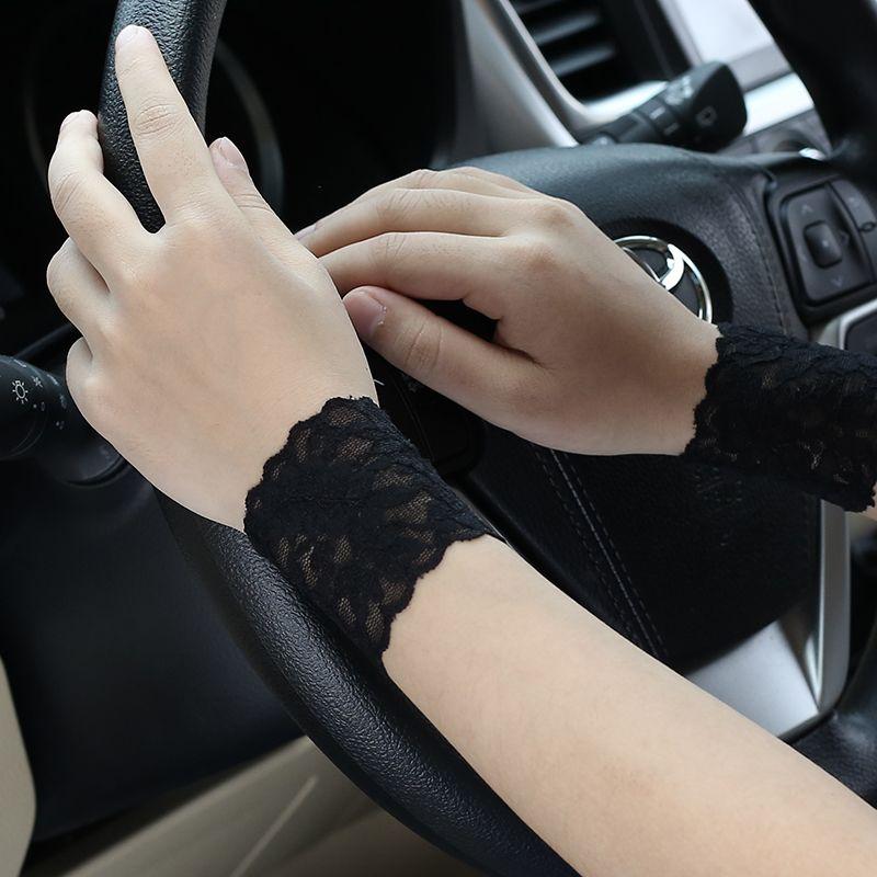 

Summer Thin Elastic Lace Wristband Women Short Scar Covering Tattoo Sun Protection Fake Sleeve Breathable Wrist Sleeve Elbow Protector Black (length 6cm) One size
