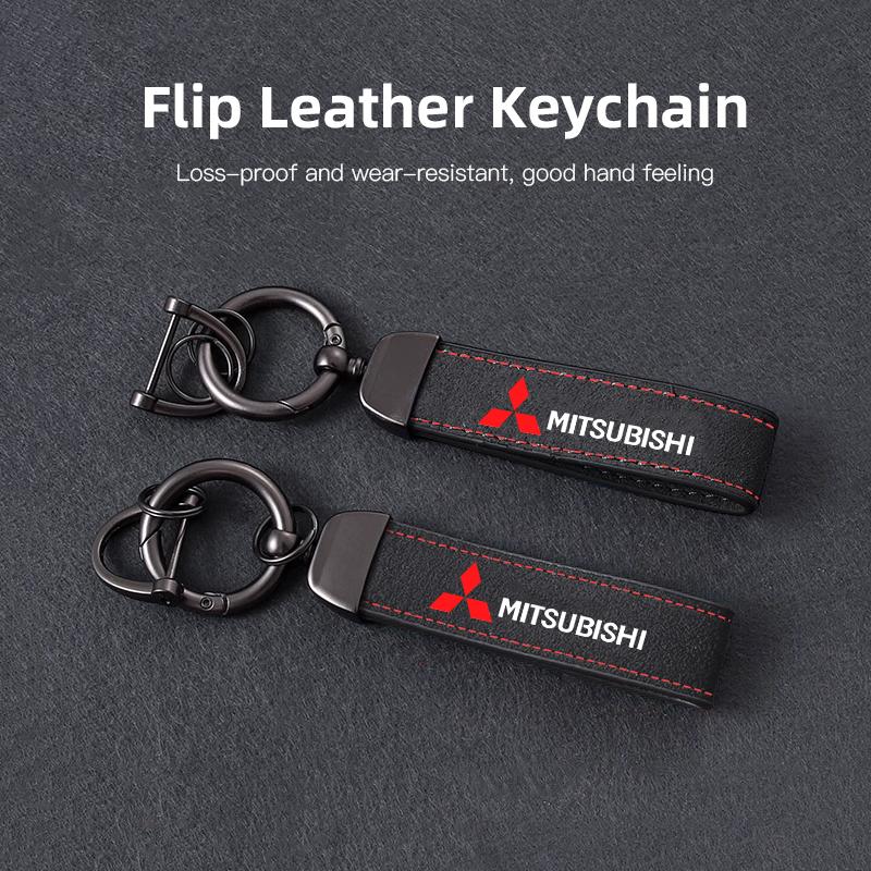 Car Metal Keychain Gift Leather Knitted Suede Keyring For Mitsubishi Xforce ASX L200 Eclipse Cross Outlander Pajero Xpander EK