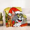 Tom & Jerry Sfondo per Telefono di NataleCoperta Plaid in Flanella per Divano, Letto, Viaggio, Campeggio, Ufficio