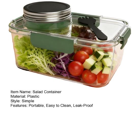 Contenitore per Insalata da Asporto con Tazza per Condimento, a Prova di Perdite, Vaso Mason, Plastica Senza BPA, Lunch Box per Casa, Ufficio, Viaggio