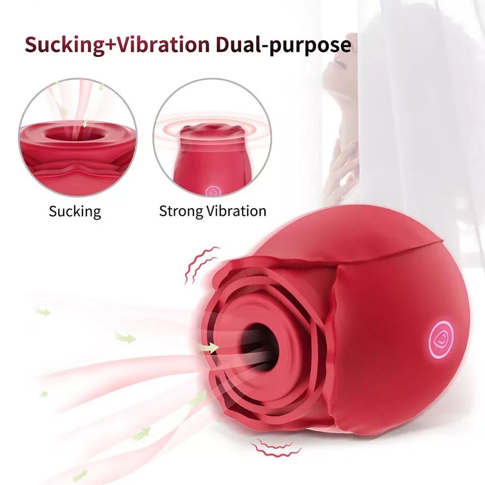Jucărie Vibrator Trandafir cu Aspirație Puternică pentru Femei Stimulator cu Vacuum Oral Mamelon Clitoris Aspirator Articole Jucării Sexuale pentru Adulți Femei
